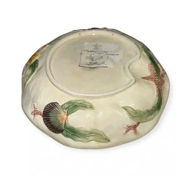 Vintage Coastal Ceramic Seaweed & Coral Design Set Seashell Dish & Tissue Holder - Picture 5 of 17